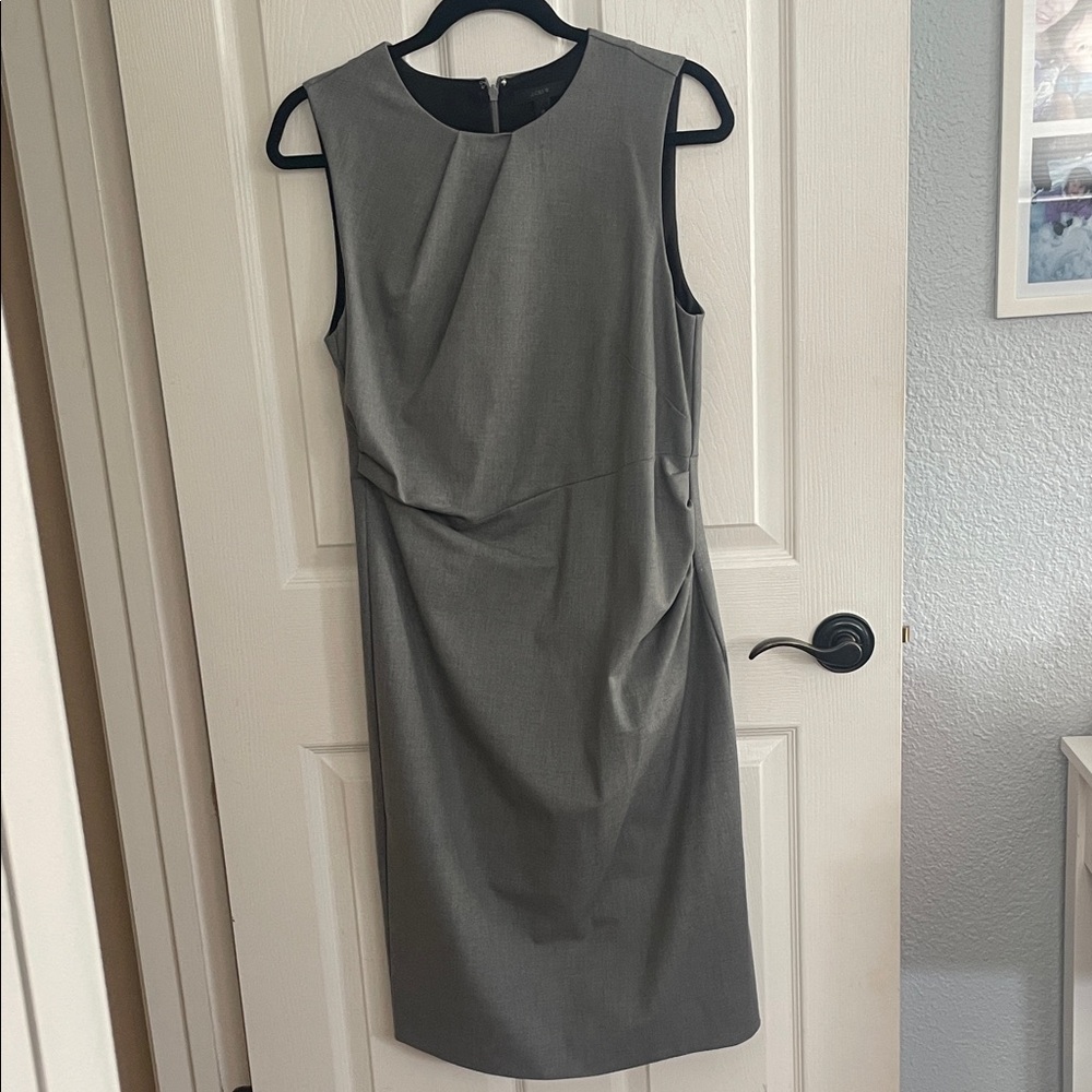 J. Crew Sleeveless Gray Midi Sheath Dress